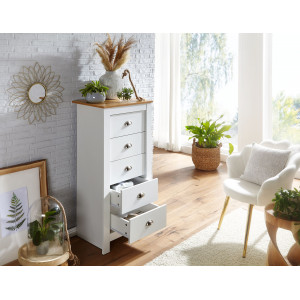 NIVO modern fiókos komód 53 cm – fehér / tölgy
