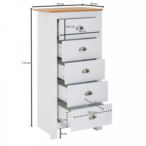 NIVO modern fiókos komód 53 cm – fehér / tölgy