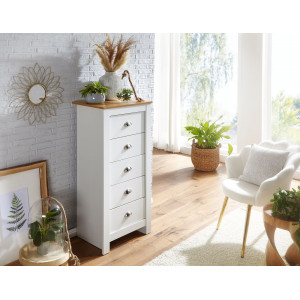 NIVO modern fiókos komód 53 cm – fehér / tölgy