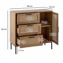 CANEWOOD modern komód - 80 cm – tölgy / rattan
