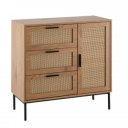 CANEWOOD modern komód - 80 cm – tölgy / rattan