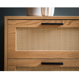 CANEWOOD modern komód - 80 cm – tölgy / rattan
