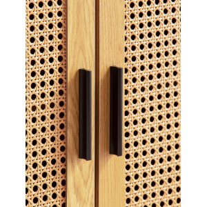 VIENNA modern komód rattan hatású fonattal - 80 cm – tölgy/fekete