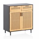 VIENNA- II modern komód rattan hatású fonattal - 80 cm – tölgy/fekete