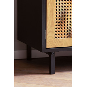 VIENNA- II modern komód rattan hatású fonattal - 80 cm – tölgy/fekete