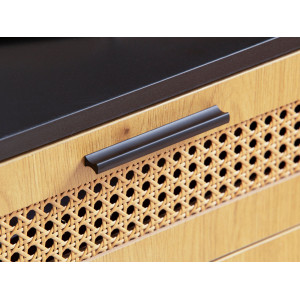 VIENNA- II modern komód rattan hatású fonattal - 80 cm – tölgy/fekete