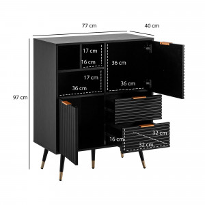 MIRENO modern komód 77 cm – fekete