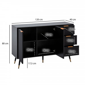 MIRENO modern komód 120 cm – fekete