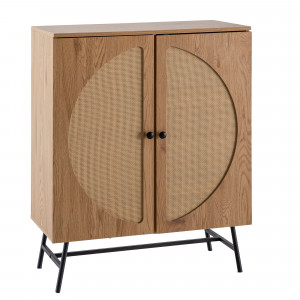 CANE modern komód rattan hatású fronttal - 80 cm – tölgy