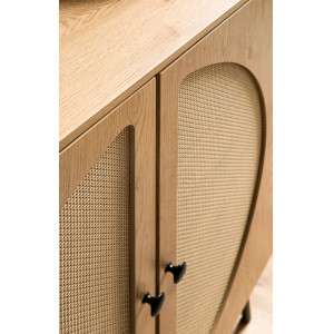 CANE modern komód rattan hatású fronttal - 80 cm – tölgy