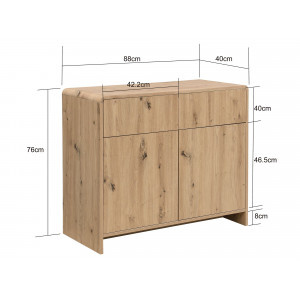 NATURA modern komód 88 cm – tölgy