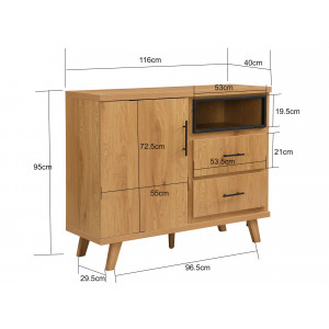 TENDO modern komód 116 cm – tölgy