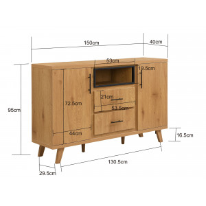 TENDO modern komód 150 cm – tölgy