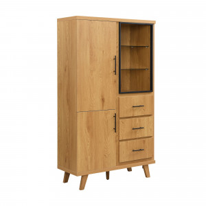 TENDO modern magas szekrény 100 cm – tölgy / fekete