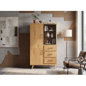 TENDO modern magas szekrény 100 cm – tölgy / fekete