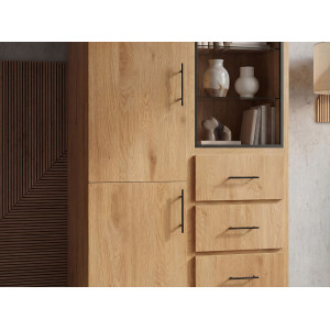 TENDO modern magas szekrény 100 cm – tölgy / fekete