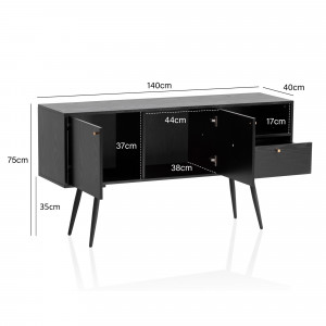 EBONY modern komód 140 cm – fekete