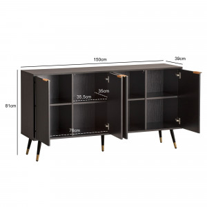 MIRENO - II modern komód 150 cm – fekete