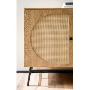 CANE modern komód rattan hatású fronttal - 140 cm – tölgy