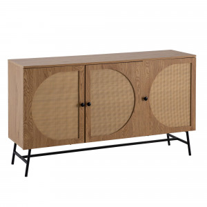CANE modern komód rattan hatású fronttal - 140 cm – tölgy SKYPORT