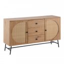CANE modern komód  rattan hatású fronttal - 140 cm – tölgy