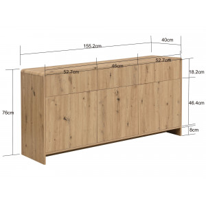 NATURA modern komód 155 cm – tölgy