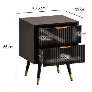MIRENO modern éjjeliszekrény  - 44 cm – fekete