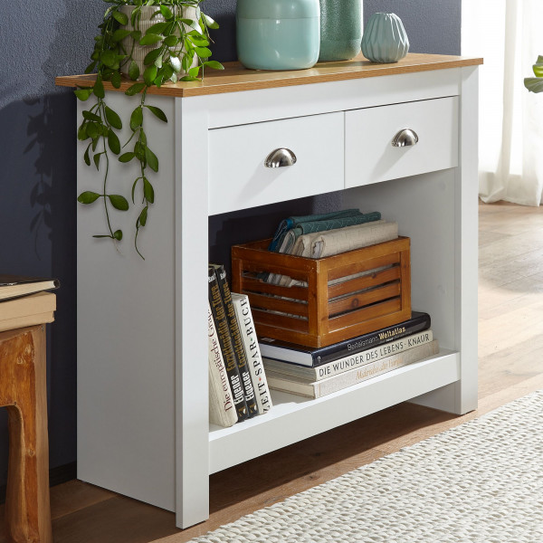 NIVO modern konzolasztal  - 85 cm – fehér / tölgy