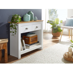 NIVO modern konzolasztal  - 85 cm – fehér / tölgy