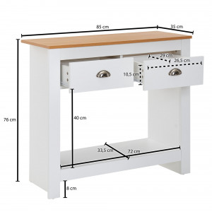 NIVO modern konzolasztal  - 85 cm – fehér / tölgy