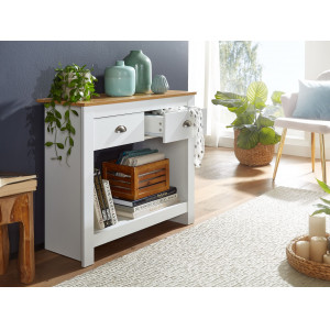 NIVO modern konzolasztal  - 85 cm – fehér / tölgy