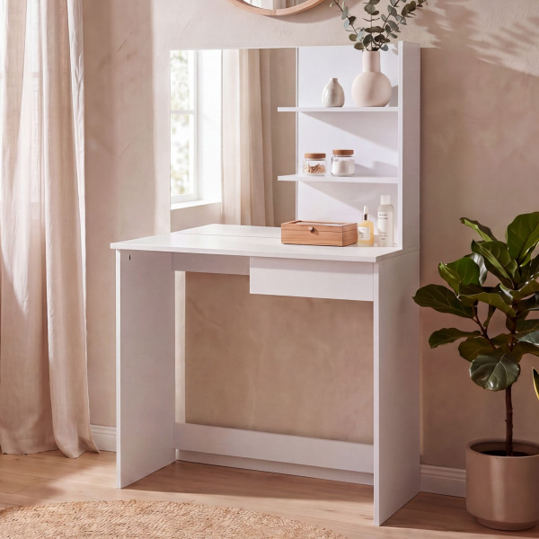 VANITY modern fésülködőasztal tükörrel 75 cm – fehér
