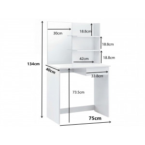 VANITY modern fésülködőasztal tükörrel 75 cm – fehér