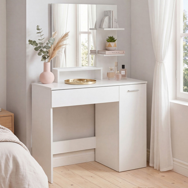 VANITY modern fésülködőasztal tükörrel  - 80 cm – fehér