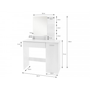 VANITY modern fésülködőasztal tükörrel  - 80 cm – fehér