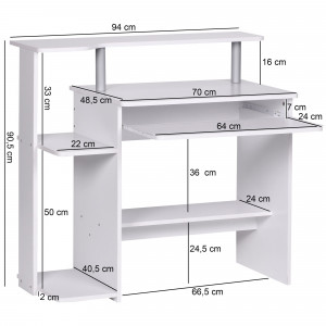 DENVER modern számítógépasztal - 94cm - fehér