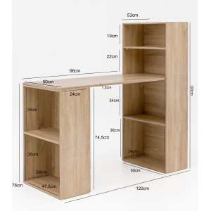 FLEXO modern íróasztal variálható polcrendszerrel - 120cm - tölgy