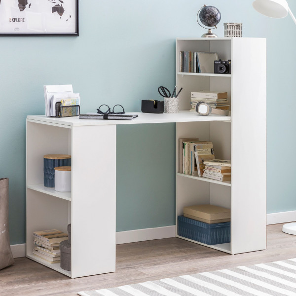 FLEXO modern íróasztal variálható polcrendszerrel - 120cm - fehér