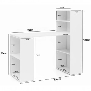 FLEXO modern íróasztal variálható polcrendszerrel - 120cm - fehér