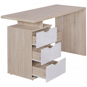 MONTI modern íróasztal - 120cm - tölgy/fehér