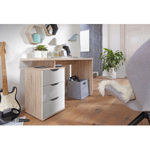 MONTI modern íróasztal - 120cm - tölgy/fehér