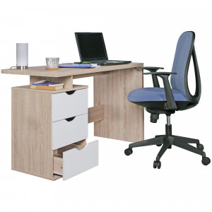 MONTI modern íróasztal - 120cm - tölgy/fehér