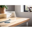 LENTO modern íróasztal monitorpolccal és fiókokkal - 106cm - fehér/tölgy