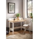 LENTO modern íróasztal monitorpolccal és fiókokkal - 106cm - fehér/tölgy