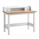 LENTO modern íróasztal monitorpolccal és fiókokkal - 106cm - fehér/tölgy