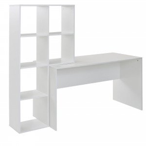 FRAME modern íróasztal 6 rekeszes polccal - 170cm - fehér SKYPORT