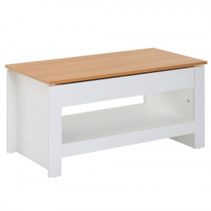 SLIDO modern dohányzóasztal eltolható asztallappal - 85cm - fehér/tölgy