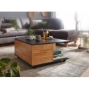 MOVE modern gurulós dohányzóasztal fiókokkal - 70cm - antracit/tölgy