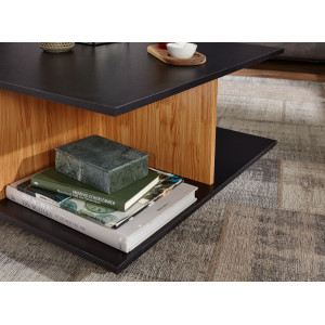 MOVE modern gurulós dohányzóasztal fiókokkal - 70cm - antracit/tölgy