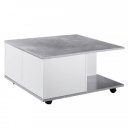 MOVE modern gurulós dohányzóasztal fiókokkal - 70cm - cement szürke/fehér